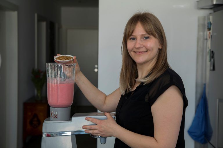  Im Smoothie dürfen Buffalowürmer nicht fehlen.  