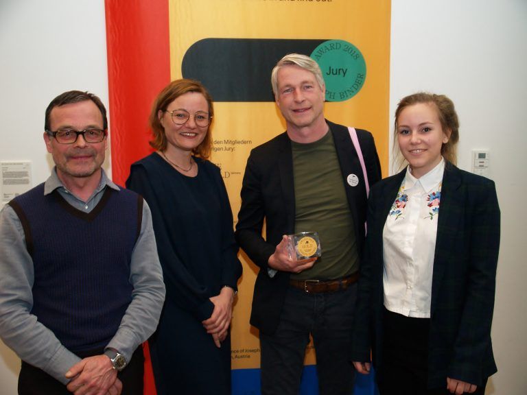 Vernissageredner Alexander Rufenach (FH), Marco Spitzar (Studio Spitzar), sowie Isabella Natter-Spets und Anja Burtscher (designforum). sie