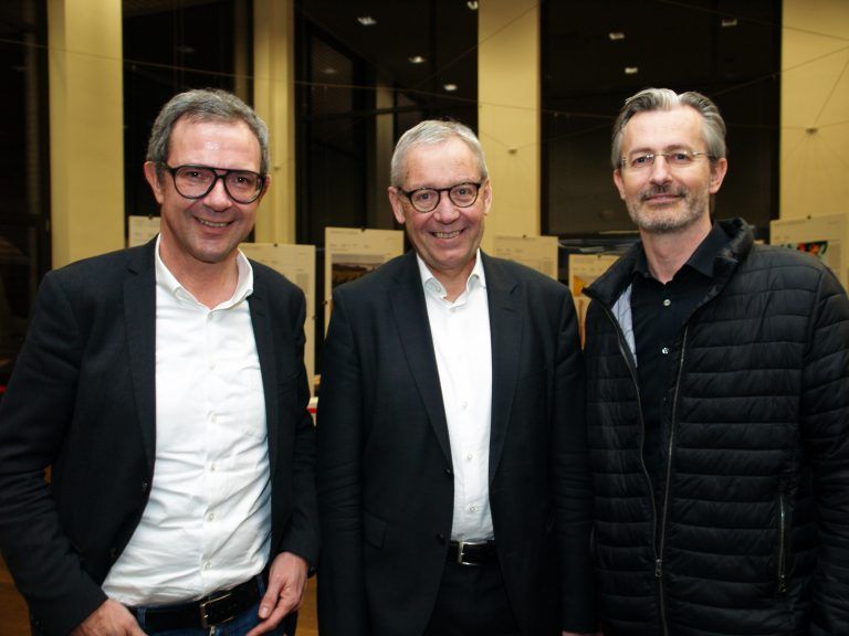 Bernhard Ölz (Prisma), Landesstatthalter Karlheinz Rüdisser und Jimmy Heinzl (Wisto).