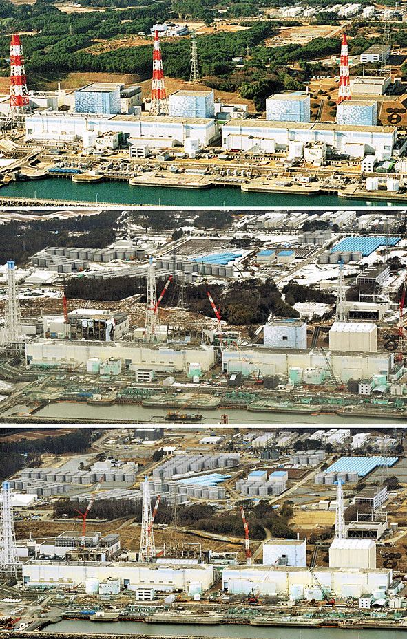 AKW im Zeitraffer: Obem 2000, Mitte 2012, unten 2013. Foto: RTS