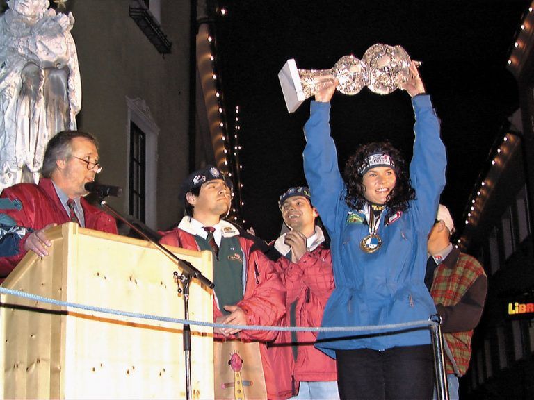 Andrea Tagwerker beim Empfang in Bludenz 1997. Foto: hofmeister