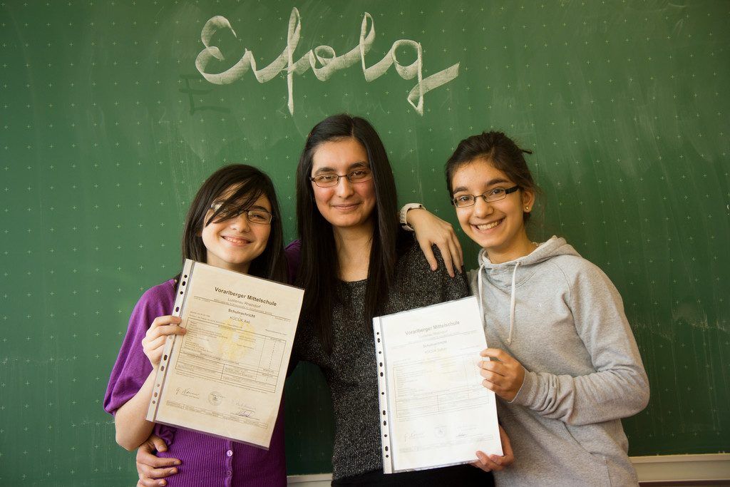 Asli, Sultan und Özlem sind Aushängeschilder der Mittelschule Rheindorf in Lustenau.