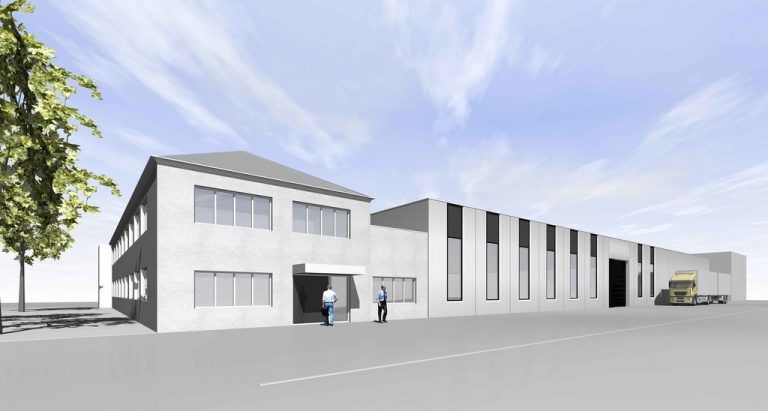 Bis September ist die neue Halle im Kunert-Industriepark fertig.