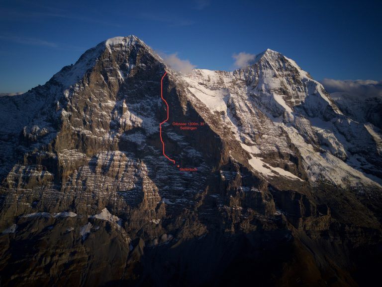 Auf dieser Route ging es für Barbara Zangerl und Jacopo Larcher zum Gipfel des Eiger.