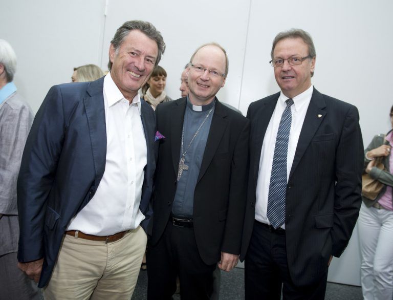Ernst Le Duigou (l.) mit Bischof Benno Elbs und Hermann Metzler.