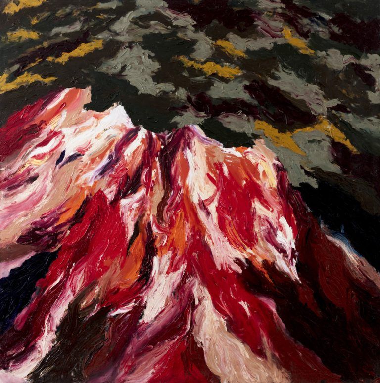 Fettberg, 160x160 cm., Öl auf Leinwand.