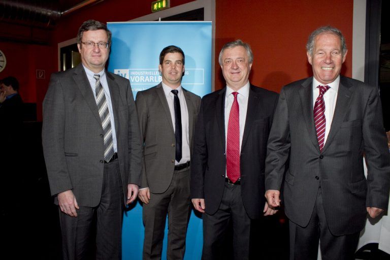 IV Präsidium: Dieter Gruber, GF Mathias Burtscher, Präsident Hubert Bertsch und Roman Rauch, v.l.