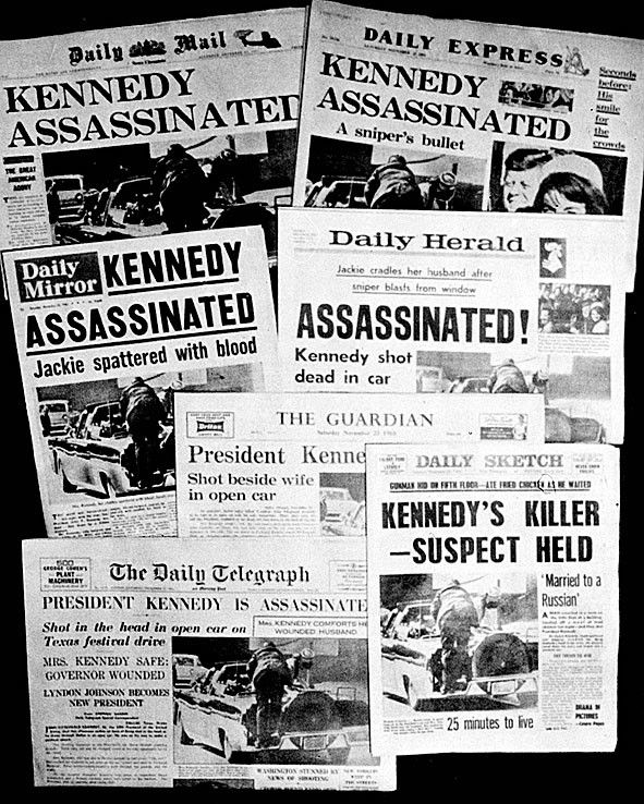 „Kennedy ermordet“, titelten Zeitungen weltweit. Foto: AP