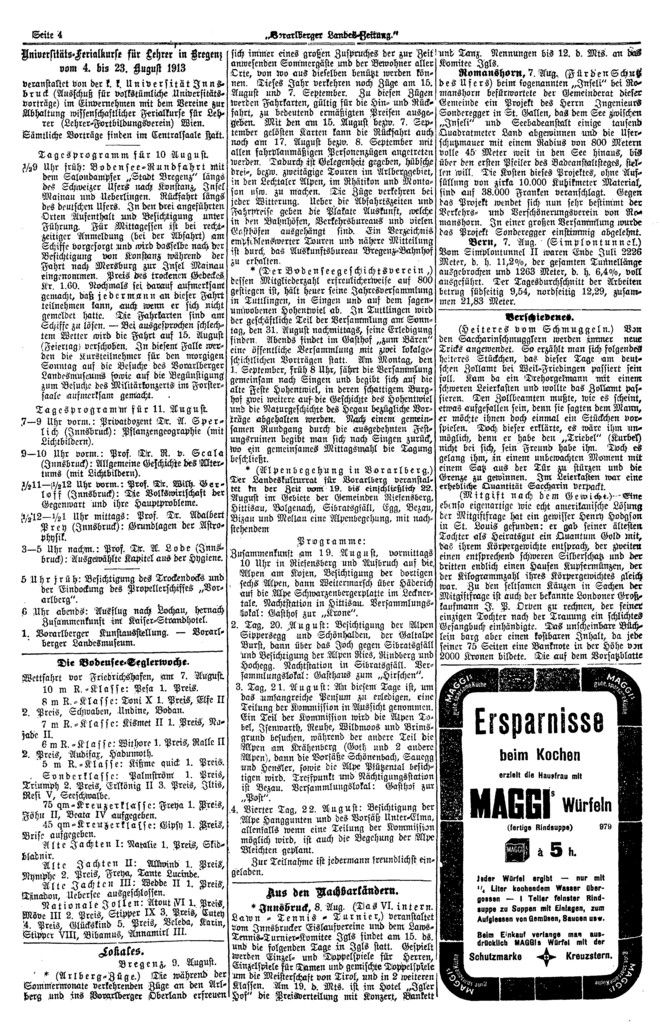 Maggi, seit 1887 in Bregenz, zielt mit der Werbung auf alemannische Sparsamkeit.