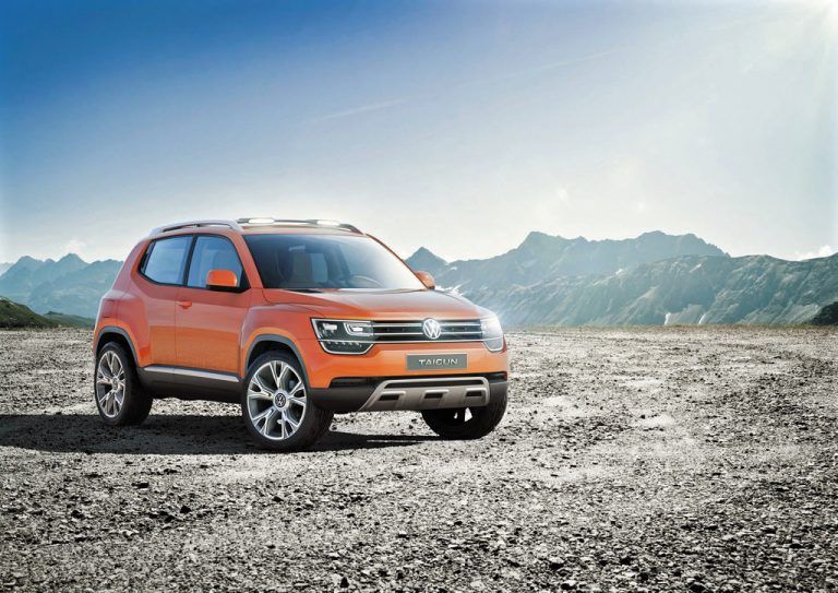 Mini-SUV haben große Chancen: VW zeigt in Neu-Delhi die kleine SUV-Studie Taigun. Foto: werk