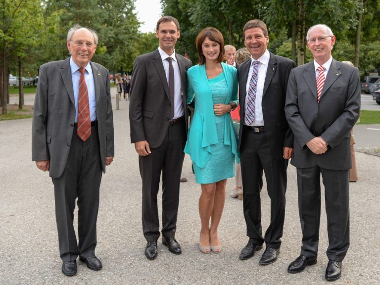 Spar-Pionier Luis Drexel (l.) mit LH Markus Wallner und Sonja sowie Gerhard Ritter und Heinz Wohlgenannt.