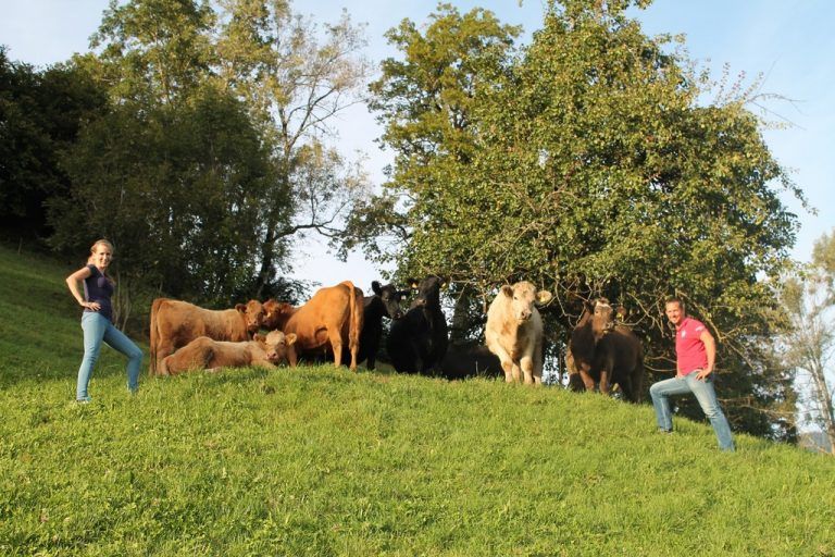Tierwohl ist Natur- und Klimaschutz: Vorarlberg ist prädestiniert für „richtige“ Tierhaltung – die Tierschutzpreisträger Ulrike und Michael Gaßner mit ihren Tieren auf ihrem Biohof in St. Gerold.