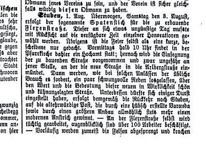 Vorarlberger Volksblatt vom 4. August 1895: Der Bau beginnt.