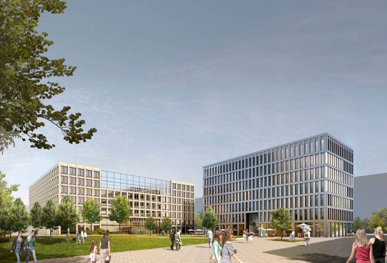 Am Berliner Südkreuz entsteht ein völlig neuer Stadtplatz mit Büro- und Geschäftsgebäuden in innovativer Holz-Hybridbauweise. Fa
