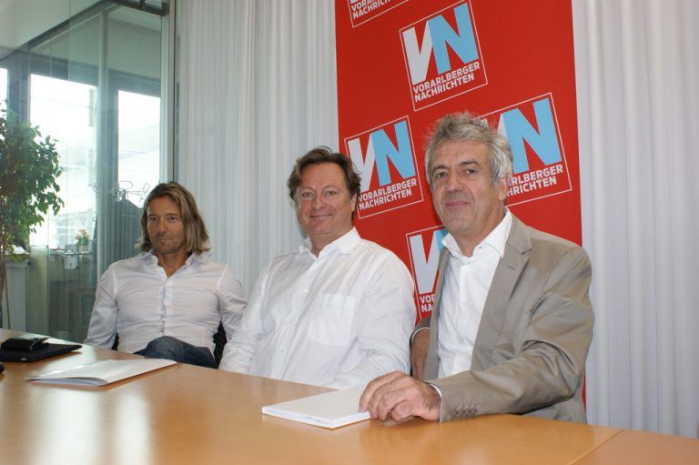 Als die Welt noch in Ordnung war: Gesellschafter Hinteregger, Heino Huber, Josef Huber. Foto: VN/Reiner