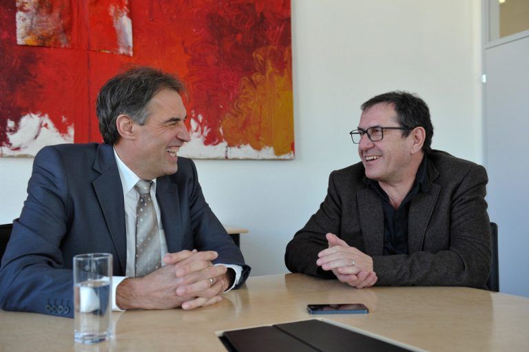 Altenrhein - Markus Kopf Besitzer und Adrian UnternŠhrer GeschŠfsfŸhrer vom Flughafen Altenrhein und Poeples Vienna Airline