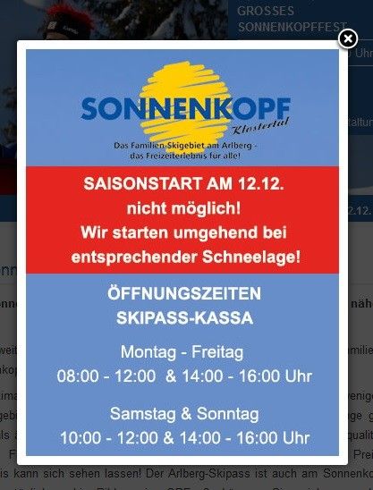 Auf der Sonnenkopf-Homepage ist derzeit Obiges zu lesen.