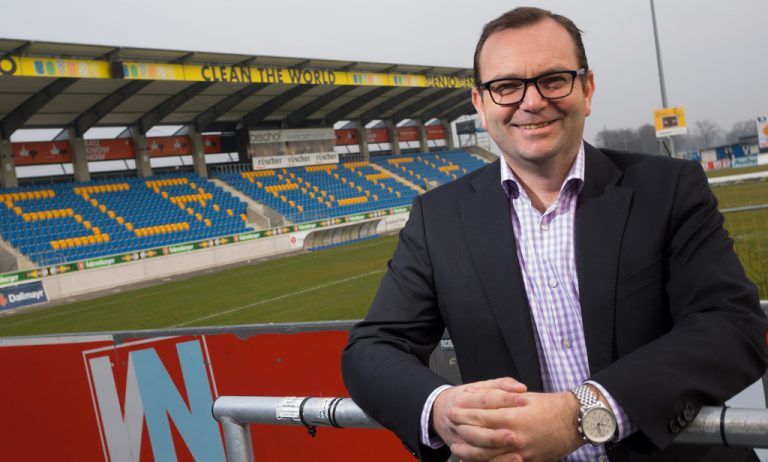 Christoph Längle, Geschäftsführer des SC Rheindorf Altach, in der CASHPOINT Arena. In das Stadion wird laufend investiert. Fotos: VN/Hartinger