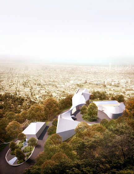 Das Häuser-Ensemble von Baumschlager Eberle über Los Angeles wird im nächsten Jahr bezugsfertig sein. Bild: be Lustenau