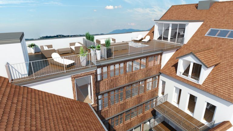 Das Matt-Haus in Feldkirch soll Komfort mit historischem Flair verbinden. Visualisierung: immpuls Wohnbau