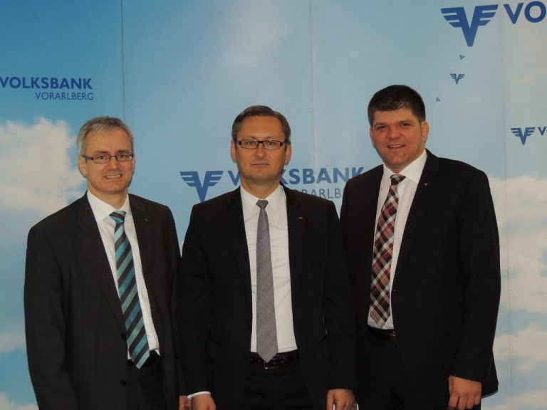 Der Noch-Dreier-Vorstand der Volksbank Vorarlberg: v.l. Helmut Winkler, Gerhard Hamel, Stephan Kaar. Foto: Volksbank Vorarlberg