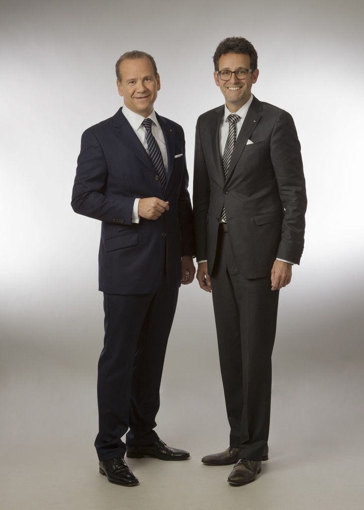Der Vorstandschef der BTV, Peter Gaugg, wird mit Ende 2015 aus seiner Funktion ausscheiden. Ihm folgt Gerhard Burtscher (r.). Foto: Hofer