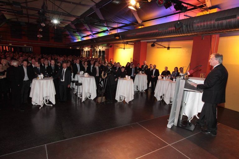 Die gestrige Ansprache im Rahmen des IV-Neujahrsempfangs in der Otten Gravour war Hubert Bertsch‘s letzte als Vorarlberger IV-Präsident. Er bleibt aber Vizepräsident der gesamt österreichischen Industriellenvereinigung. Fotos: Meusburger