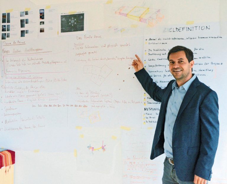 Die Ideenwand von Harald Entner und seinem Team ist prall gefüllt. Foto: VN/toh