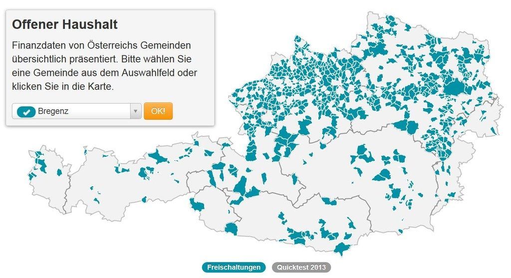 Auf offenerhaushalt.at ist Vorarlberg noch ein weißer Fleck. Erst zehn Gemeinden sind dabei.
