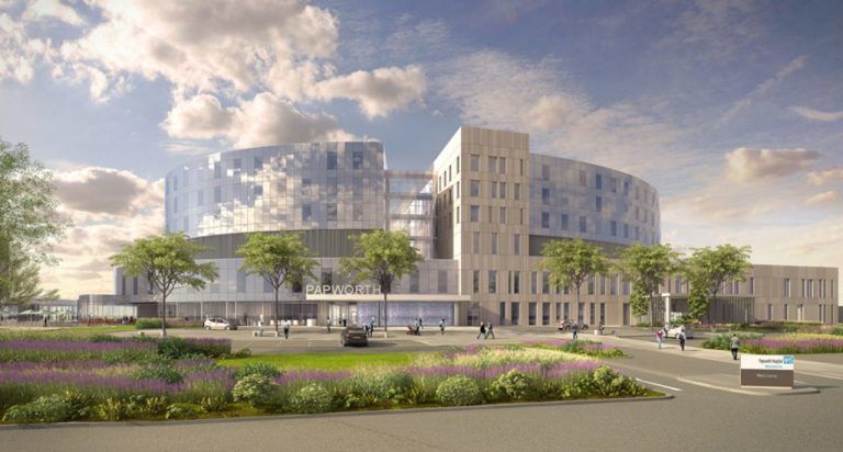 In Großbritannien hat die Röthner Firma Enercret die meisten Kunden: Referenzprojekt New Papworth Hospital in Cambridge. Bild: NHS