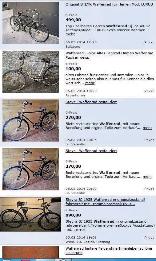 Hunderte gebrauchte Waffenräder gibt’s im Internet.