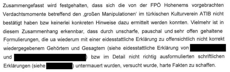 Auszug aus dem Polizeibericht an die Staatsanwaltschaft.