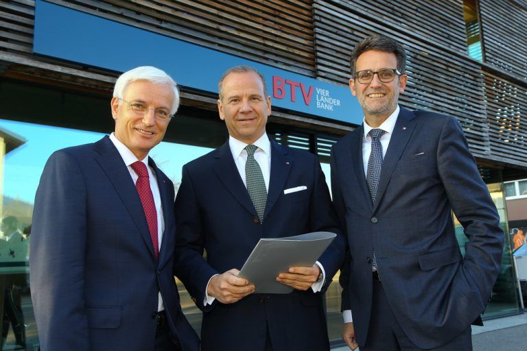 BTV-Vorstände Matthias Moncher, Peter Gaugg und Gerhard Burtscher. Foto: VN/Hofmeister