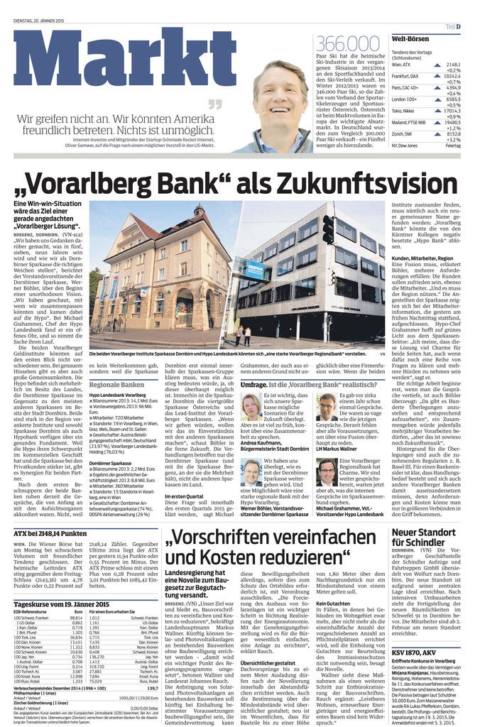  Die VN berichteten am 20. Jänner 2015 zum ersten Mal über den möglichen Zusammenschluss.  