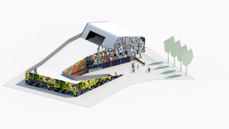 Eigenwillig zeigt sich das Modell des neuen Jugendhauses in der Stadt Biberach, das derzeit gebaut wird. Foto: CRA