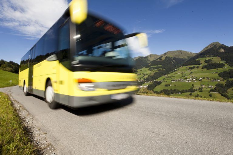 Land- und Stadtbusse fahren. FA/LM