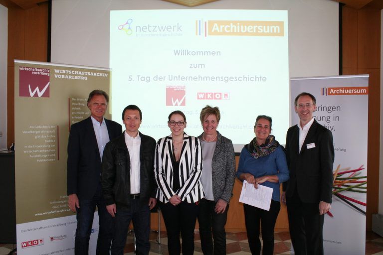 Geschichtsinteressiert: WKV-Präs. Rein, die Historiker Feurstein und Drechsel, Marie-Luise Dietrich, Th. Anwander, GF Stürzlinger (v.l.n.r.).