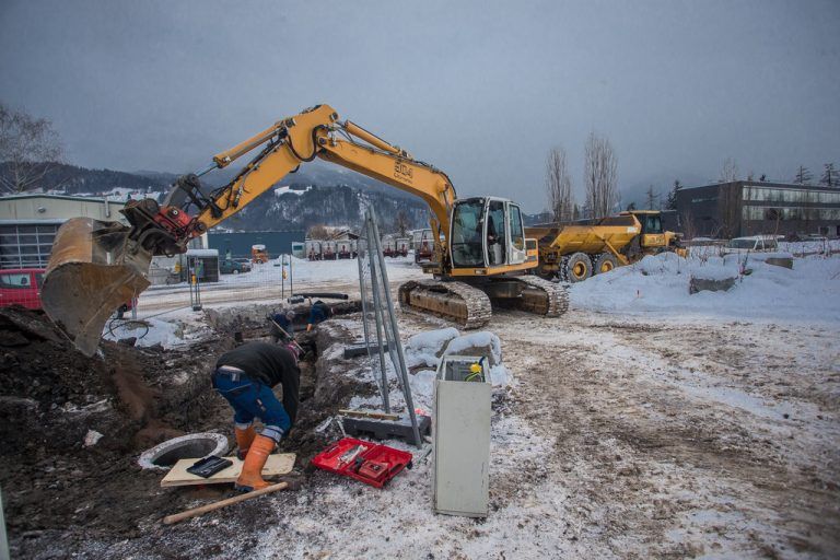 Im neuen Gewerbegebiet Pfeller in Dornbirn beginnen die Bauarbeiten für die ansiedelnden Betriebe. Foto: VN/Steurer