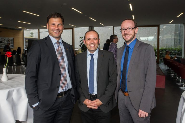 Sparkassen-Mitarbeiter Thomas Anwander, Alexander Wachter und Klemens Fußenegger (v. l.).