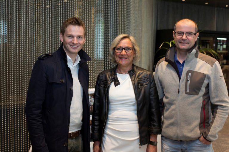 Thomas Berger, Bregenz Handball, Petra Dietrich, Wr. Städtische, Physiotherapeut Martin Steiner (v. l.).