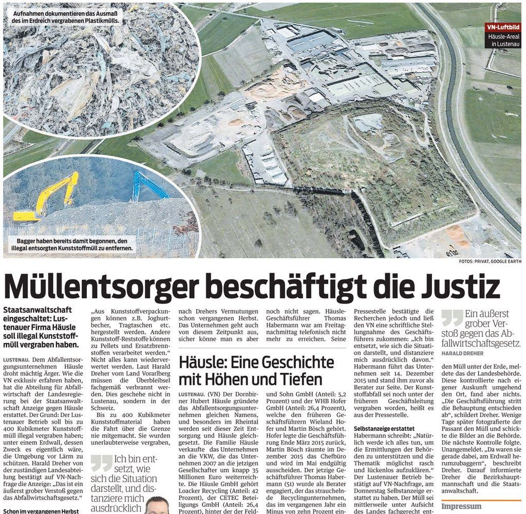 Die Umweltabteilung hat Probebohrungen bei der Firma Häusle entnommen.