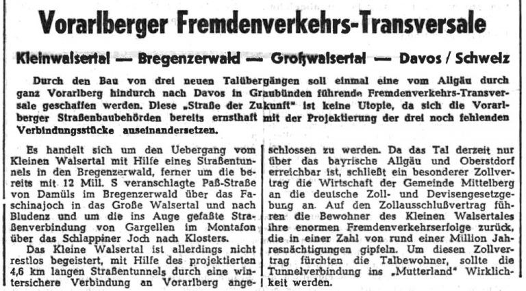 VN vom 11. Oktober 1967: Pläne einer Fremdenverkehrs-Transversale.