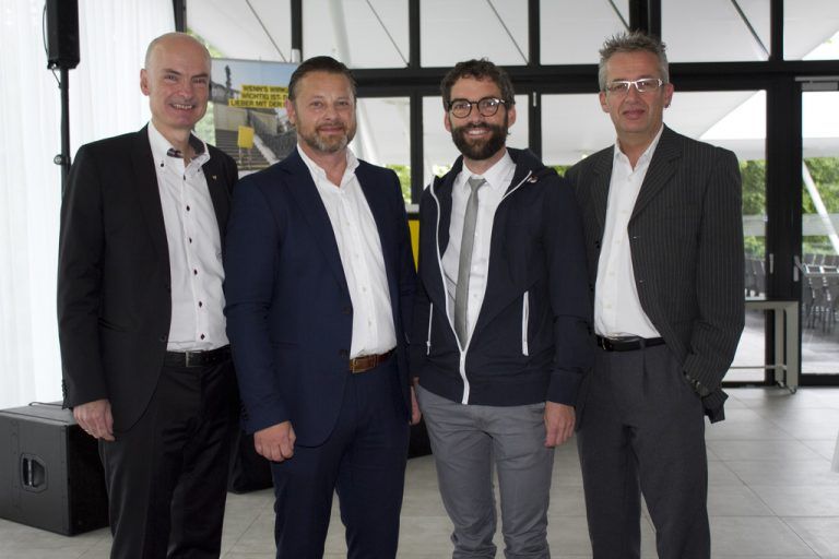 Die Gastgeber: Werbepost-Chef Martin Wolf, Andreas Paul (Vertrieb), Kundenbetreuer Georg Webhofer und Stefan Spirk (v. l.).  Fotos: Franc