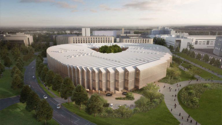 Die Zentrale von Astra Zeneca – gebaut auf Geothermie-Erfahrung aus Vorarlberg. Foto: AstraZeneca/BDP