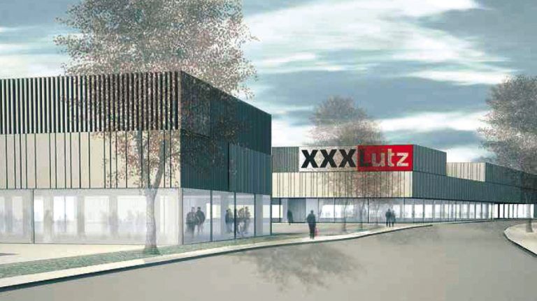 Geht es nach dem Siegerprojekt des Lutz-Wettbewerbs, könnte das Möbelhaus bald so aussehen. Bild: MGL