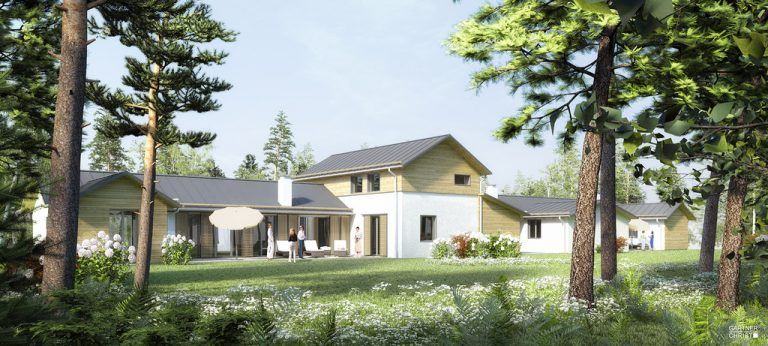 So sehen die Häuser im Ferienpark Allgäu aus. Sie bieten Platz für zwei bis zwölf Personen. Foto: Centerparcs