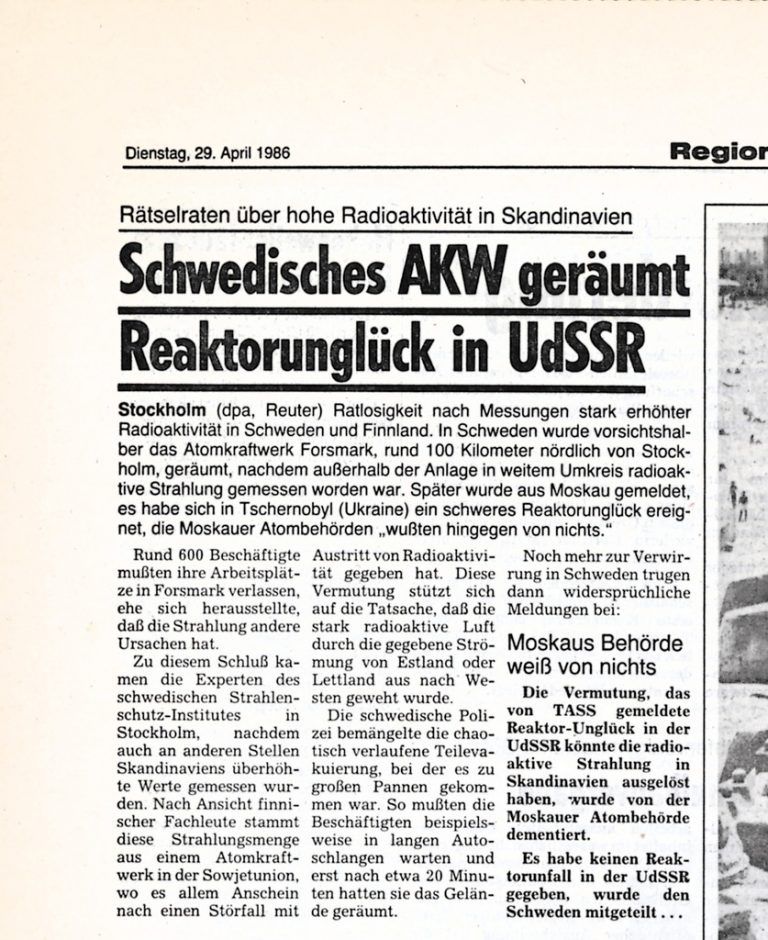 VN vom 29. April 1986: Die UdSSR wiegelt ab.