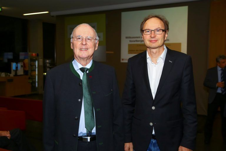 Alt-FH-Rektor Guntram Feurstein (li.), Hanno Ledermüllner, Stadtamtsdirektor Dornbirn.
