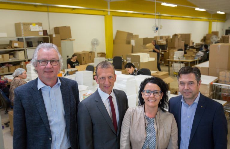 Auf Besuch bei Integra: v.l.: Eduard Fischer, Bernhard Bereuter, Benedicte Hämmerle, Harald Moosbrugger.