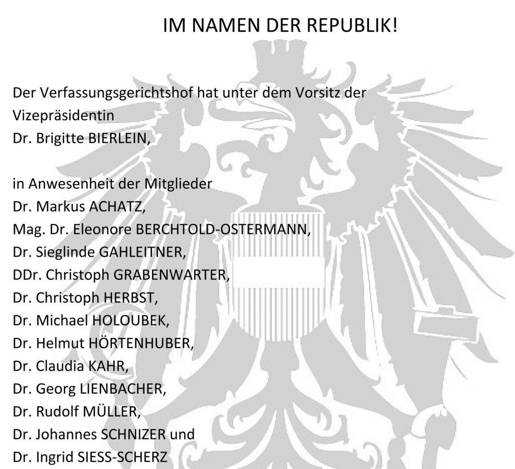 Beschwerde gegen die Verordnung vom Verfassungsgerichtshof abgelehnt.